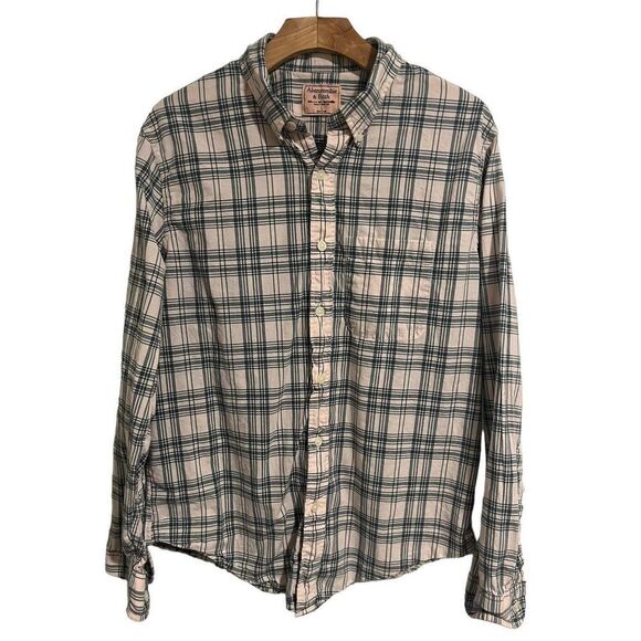Abercrombie & Fitch Tops - Abercrombie Shirt Flannel Womens Large Pink Button Up Plaid Pocketed Winter Fall